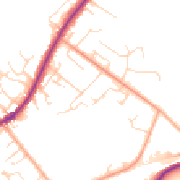 Daytime road noise heatmap for KT13 9QP