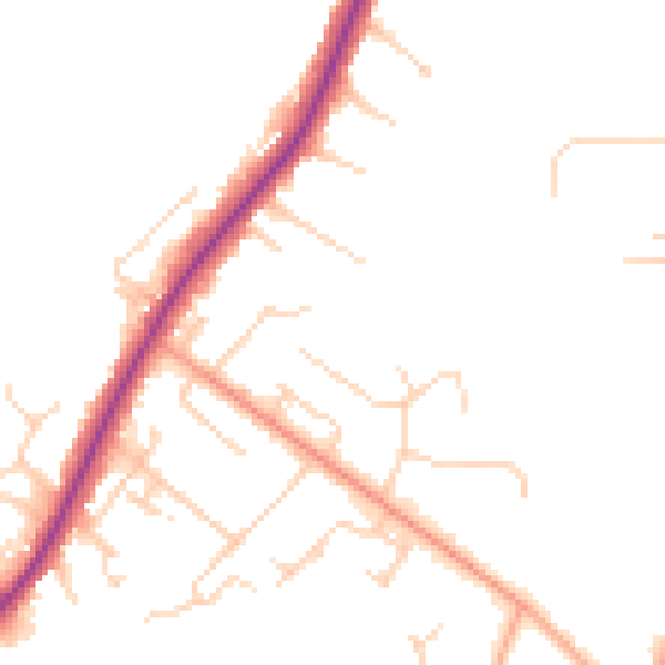 Daytime road noise heatmap for KT13 9RR