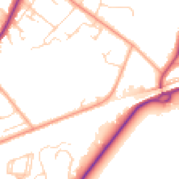 Daytime road noise heatmap for KT13 9TA
