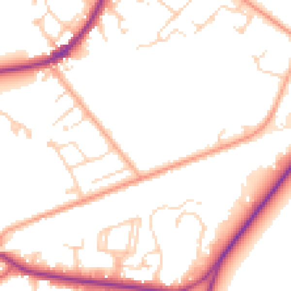 Daytime road noise heatmap for KT13 9TF