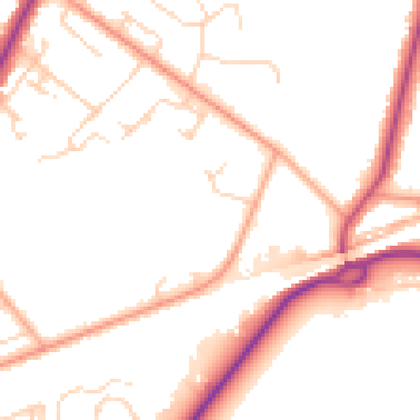 Daytime road noise heatmap for KT13 9TT