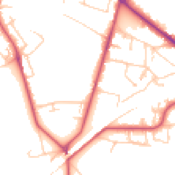 Daytime road noise heatmap for KT13 9XQ