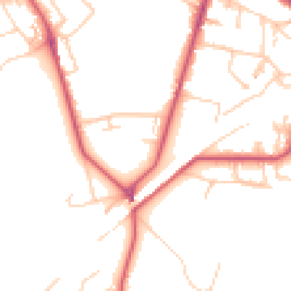 Daytime road noise heatmap for KT13 9YP