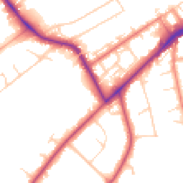 Daytime road noise heatmap for KT14 6AA