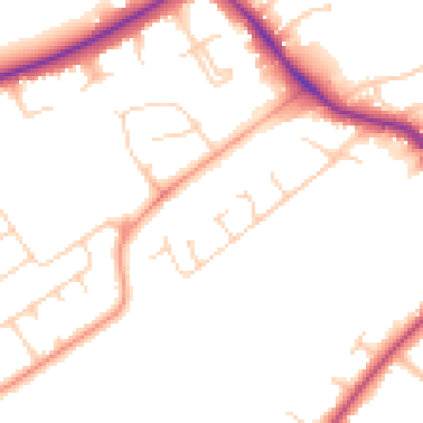 Daytime road noise heatmap for KT14 6AF