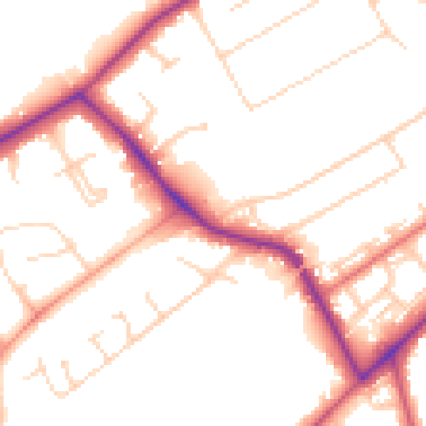 Daytime road noise heatmap for KT14 6AH