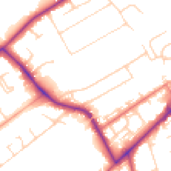 Daytime road noise heatmap for KT14 6AP