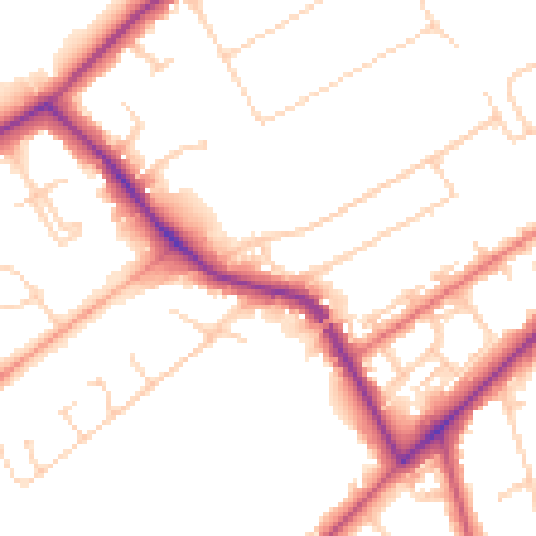 Daytime road noise heatmap for KT14 6AR