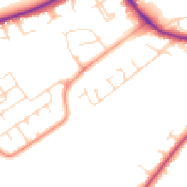 Daytime road noise heatmap for KT14 6AX