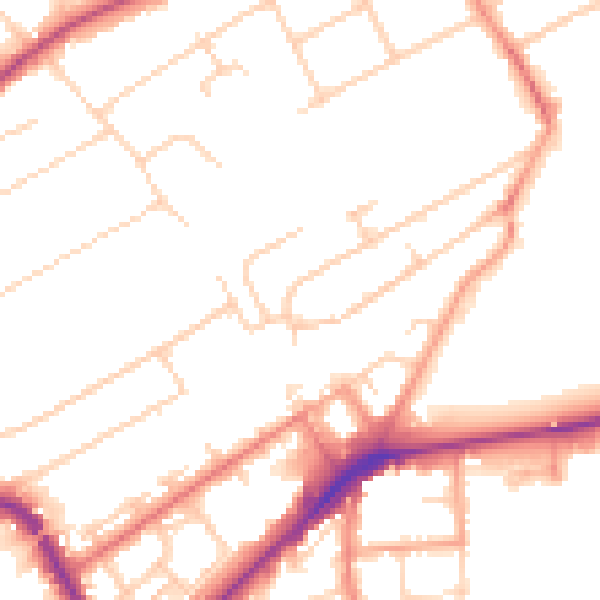 Daytime road noise heatmap for KT14 6BA