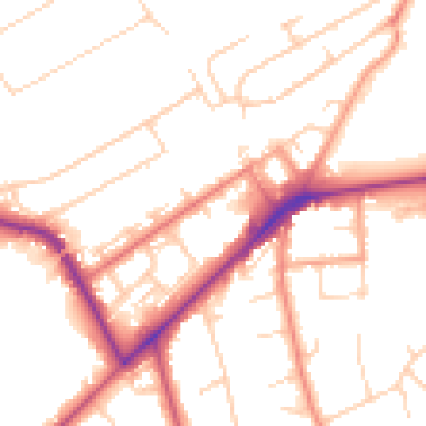 Daytime road noise heatmap for KT14 6BE