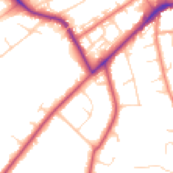 Daytime road noise heatmap for KT14 6BF