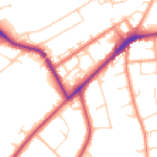Daytime road noise heatmap for KT14 6BG