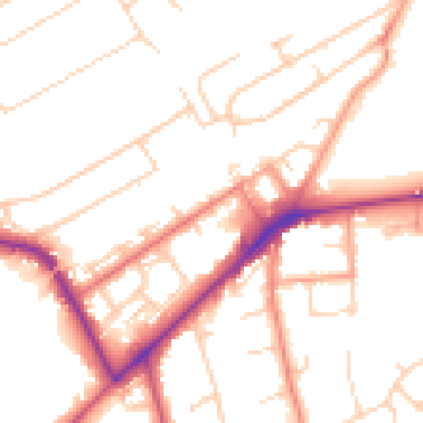 Daytime road noise heatmap for KT14 6BH