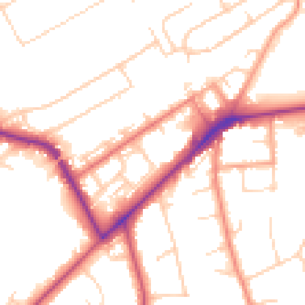 Daytime road noise heatmap for KT14 6BL