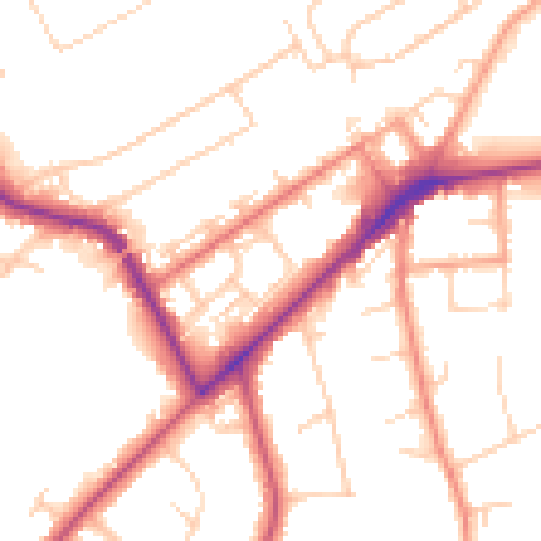 Daytime road noise heatmap for KT14 6BN