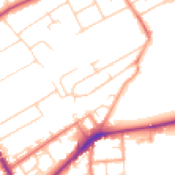 Daytime road noise heatmap for KT14 6BQ