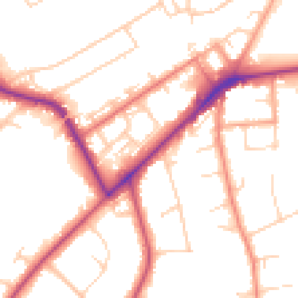 Daytime road noise heatmap for KT14 6BS