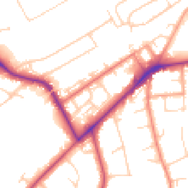 Daytime road noise heatmap for KT14 6BT