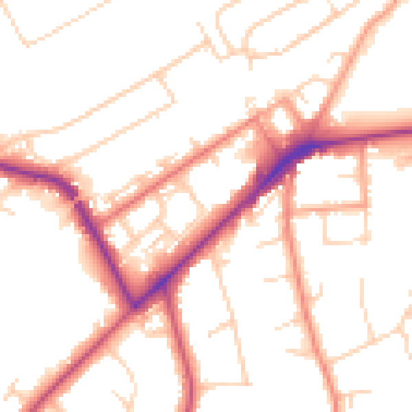Daytime road noise heatmap for KT14 6BW