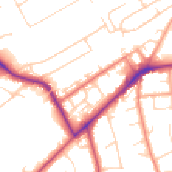 Daytime road noise heatmap for KT14 6DD