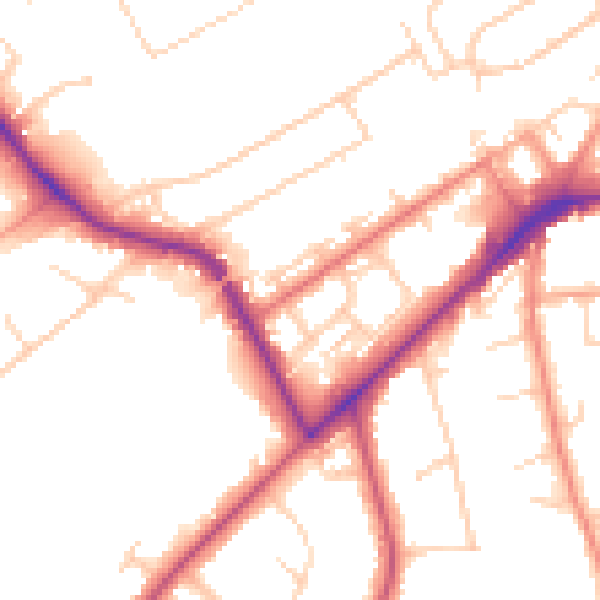 Daytime road noise heatmap for KT14 6DE