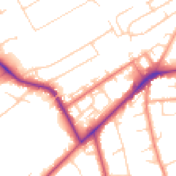 Daytime road noise heatmap for KT14 6DF