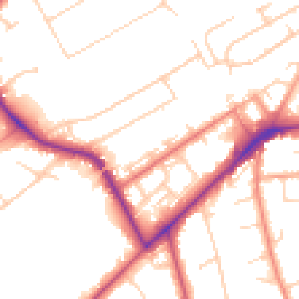 Daytime road noise heatmap for KT14 6DG