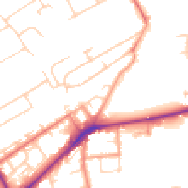 Daytime road noise heatmap for KT14 6DL