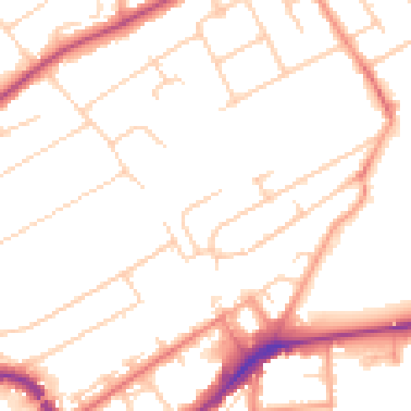 Daytime road noise heatmap for KT14 6DP