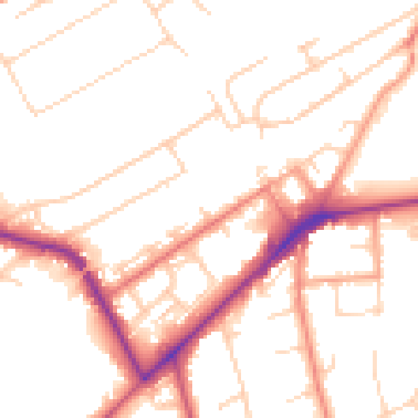 Daytime road noise heatmap for KT14 6DQ
