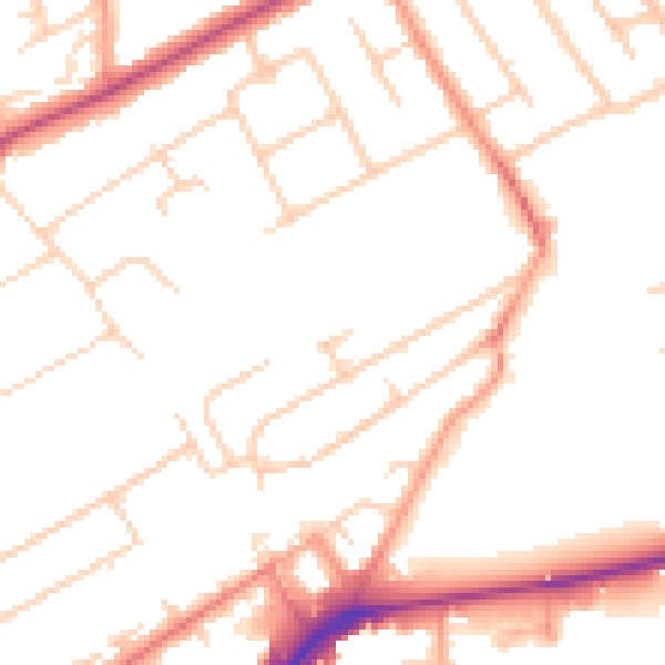 Daytime road noise heatmap for KT14 6DS