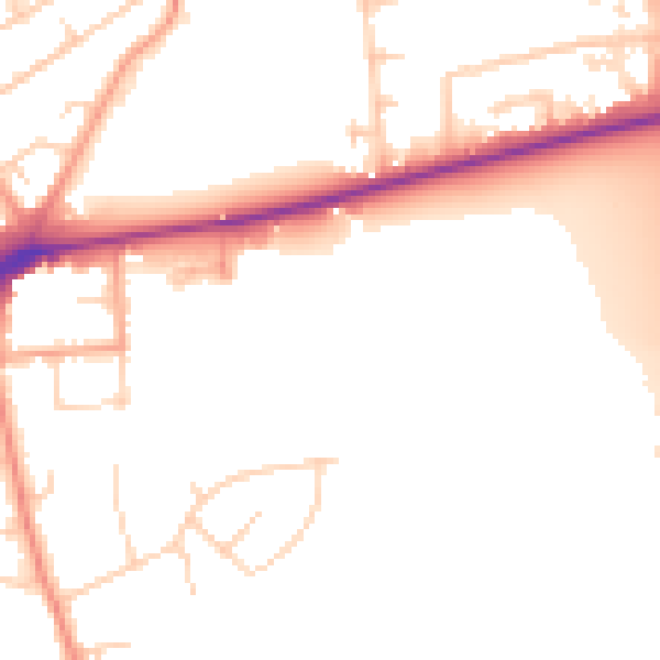 Daytime road noise heatmap for KT14 6FE