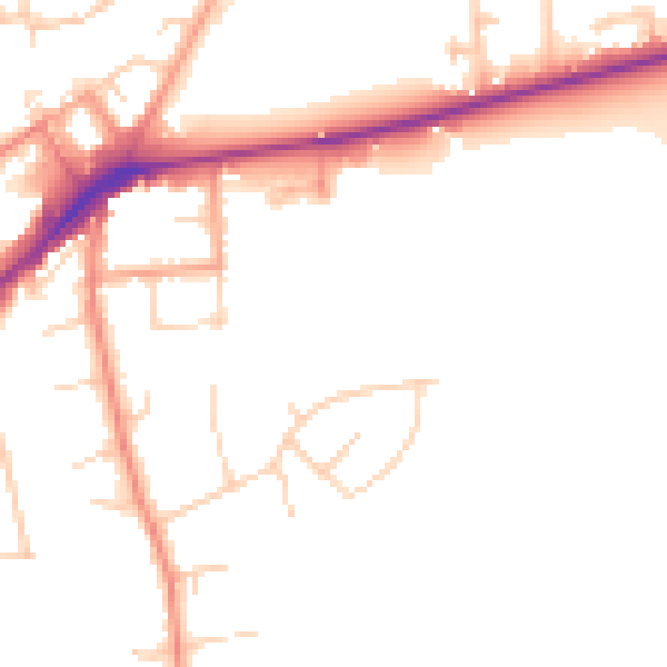 Daytime road noise heatmap for KT14 6FH