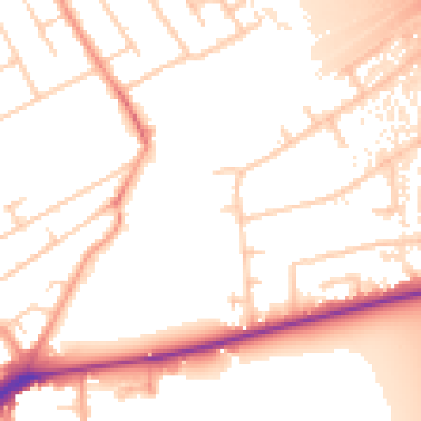 Daytime road noise heatmap for KT14 6QQ