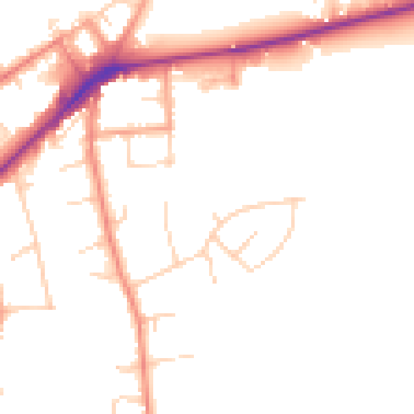 Daytime road noise heatmap for KT14 6RR