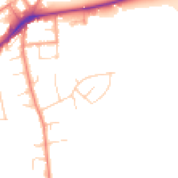 Daytime road noise heatmap for KT14 6RU