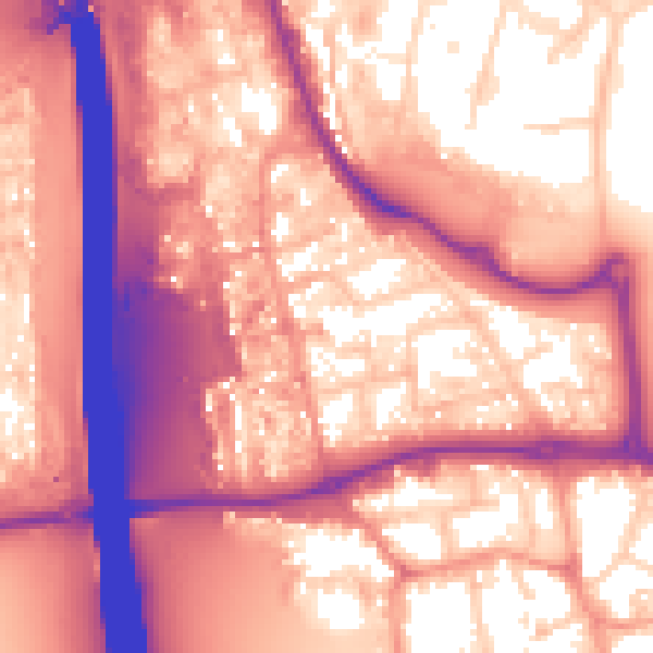 Daytime road noise heatmap for KT14 7AW