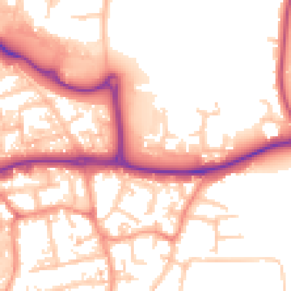 Daytime road noise heatmap for KT14 7DP