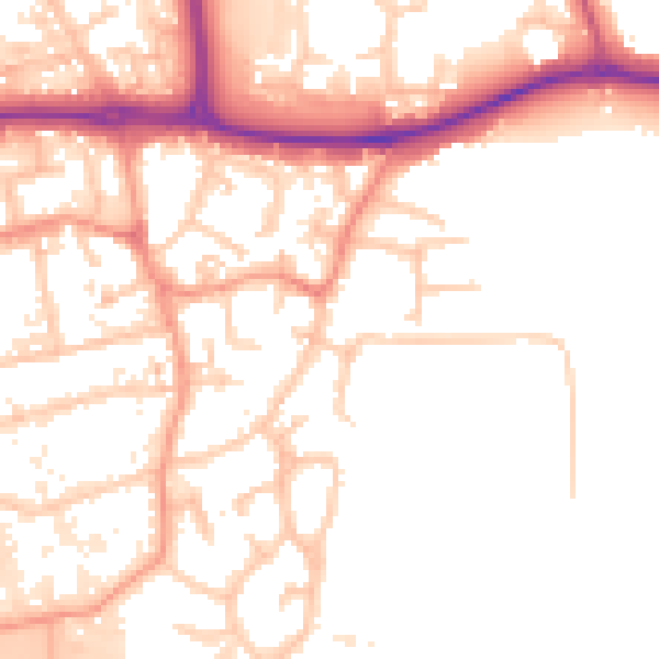 Daytime road noise heatmap for KT14 7EG