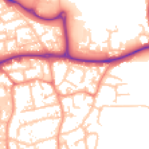 Daytime road noise heatmap for KT14 7FJ