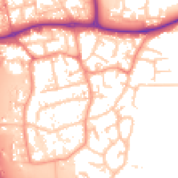 Daytime road noise heatmap for KT14 7PQ