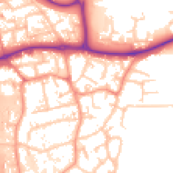 Daytime road noise heatmap for KT14 7QD