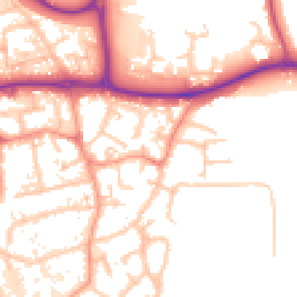 Daytime road noise heatmap for KT14 7RQ