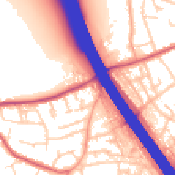 Daytime road noise heatmap for KT15 1AA
