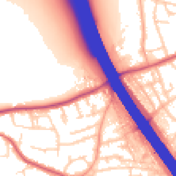 Daytime road noise heatmap for KT15 1AD