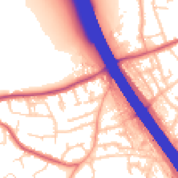 Daytime road noise heatmap for KT15 1AE