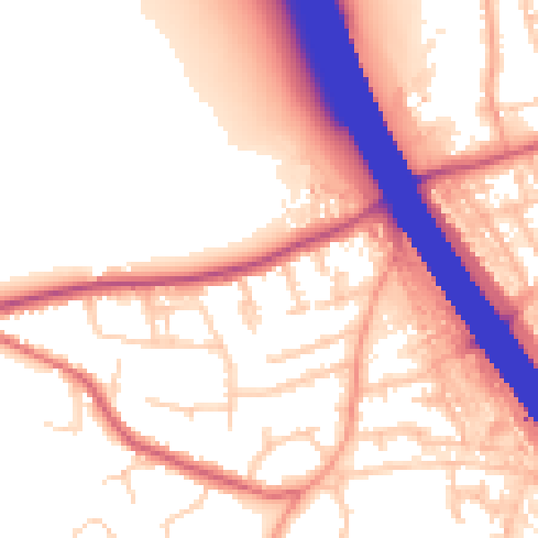 Daytime road noise heatmap for KT15 1AF