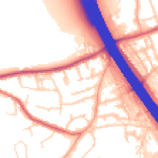 Daytime road noise heatmap for KT15 1AG