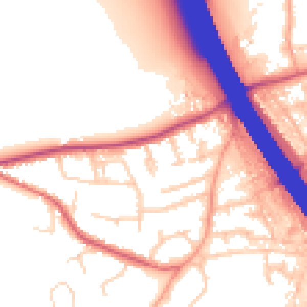 Daytime road noise heatmap for KT15 1AH